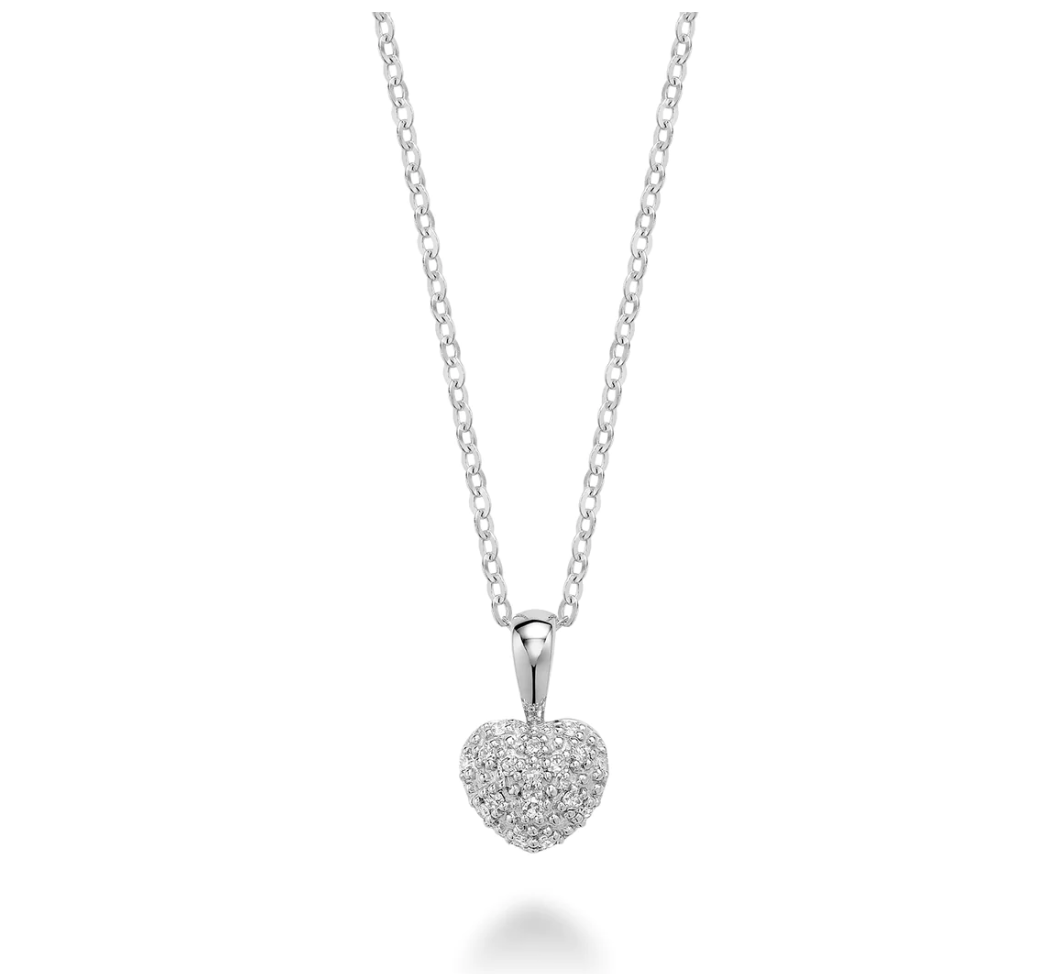 10 Karat White Gold Mini Heart Diamond Necklace