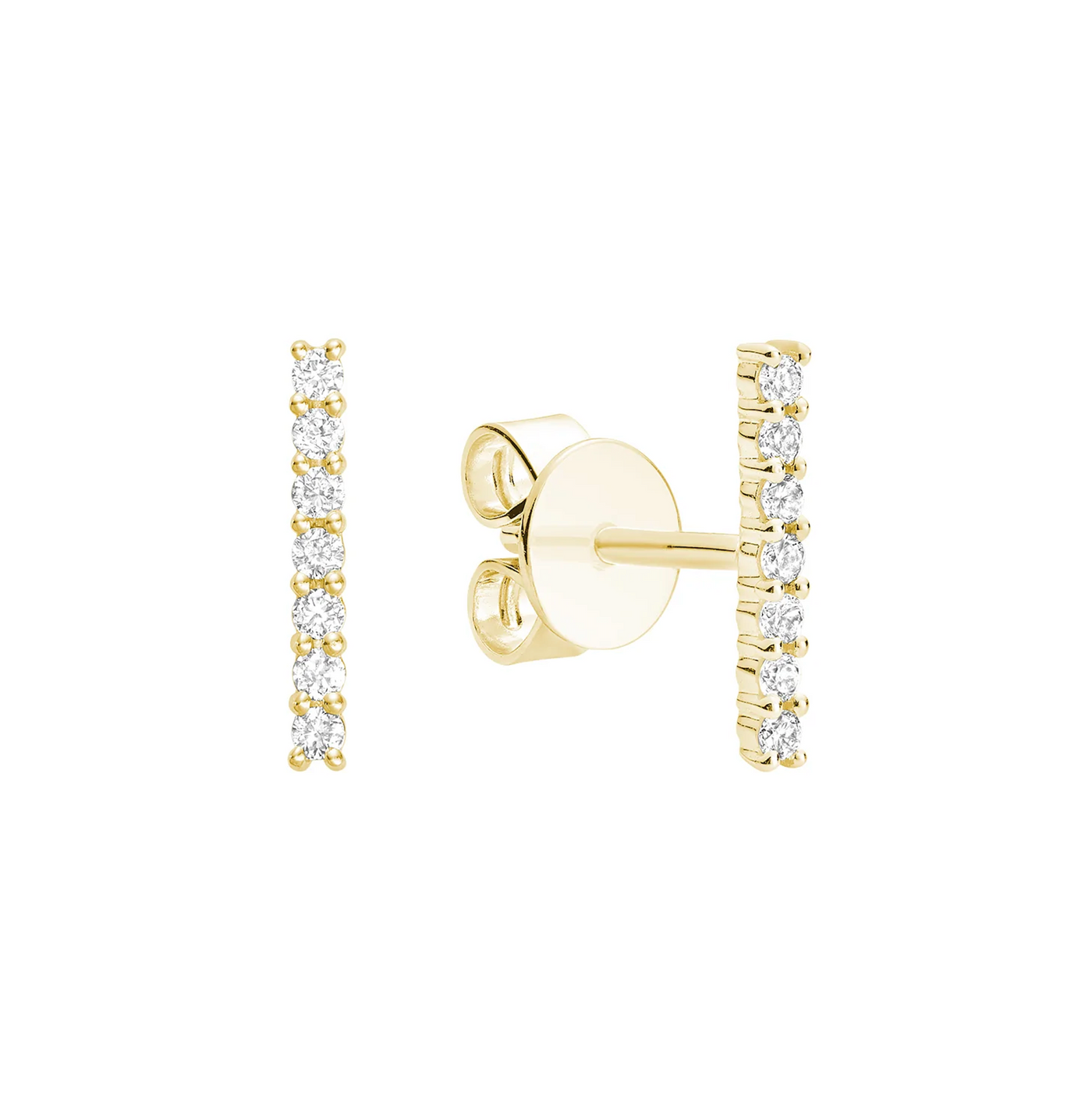 10 Karat Yellow Gold Diamond Bar Stud Earrings