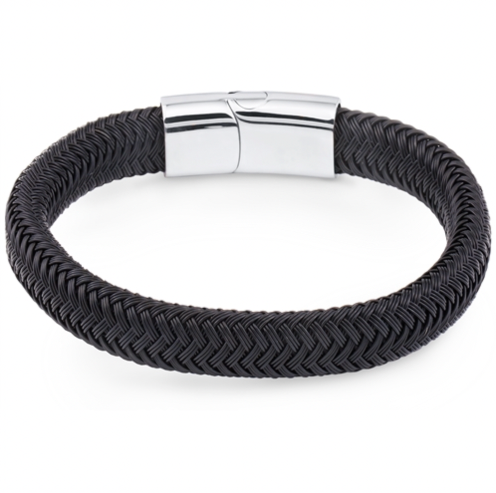 Black Wire Bracelet with Stainless Steel Clasp