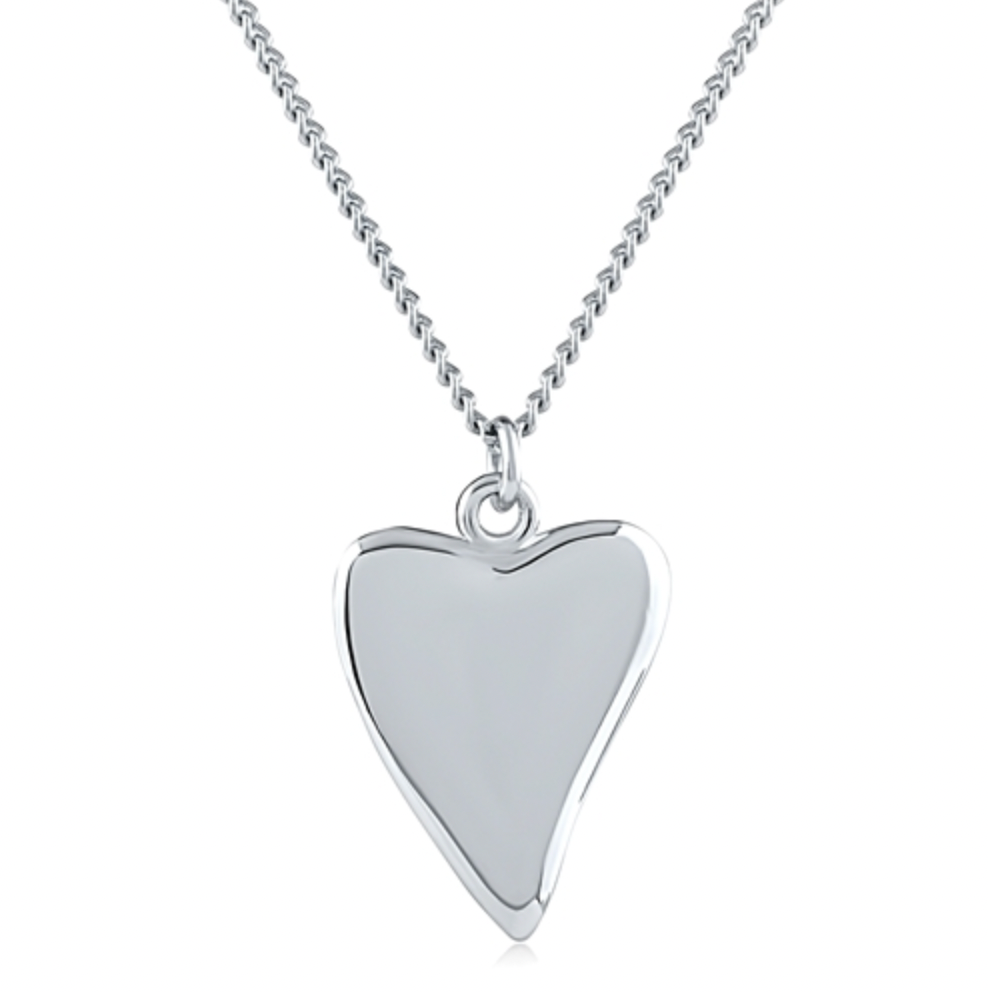 Sterling Silver Elongated Heart Necklace