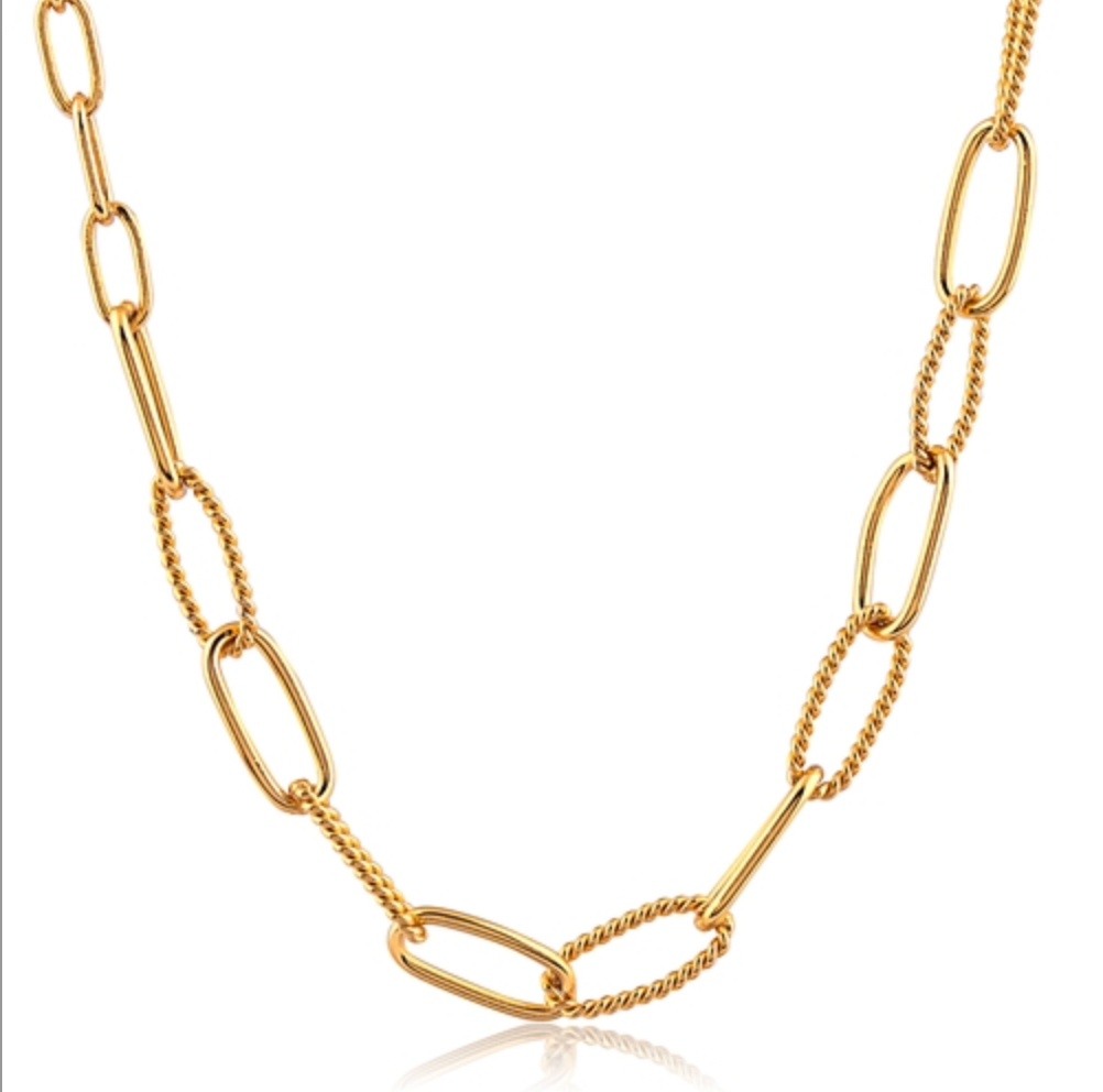 Sterling Silver Gold Plated Paperclip Necklace