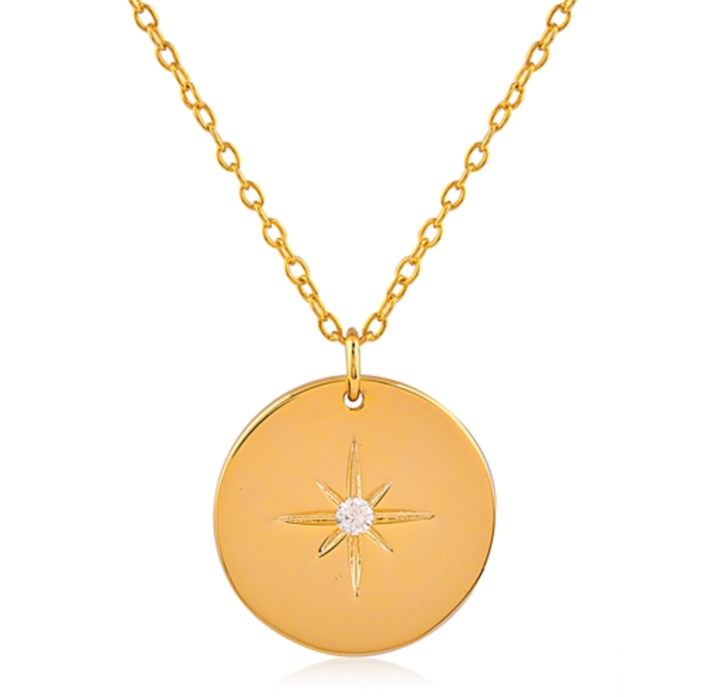 Sterling Silver Gold Plated Star Disc Necklace