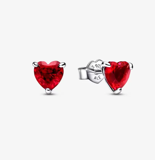 Pandora Red Heart Stud Earrings 292549C01