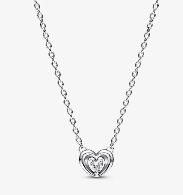 Pandora Radiant Heart & Floating Stone Pendant Necklace 392494C01-45