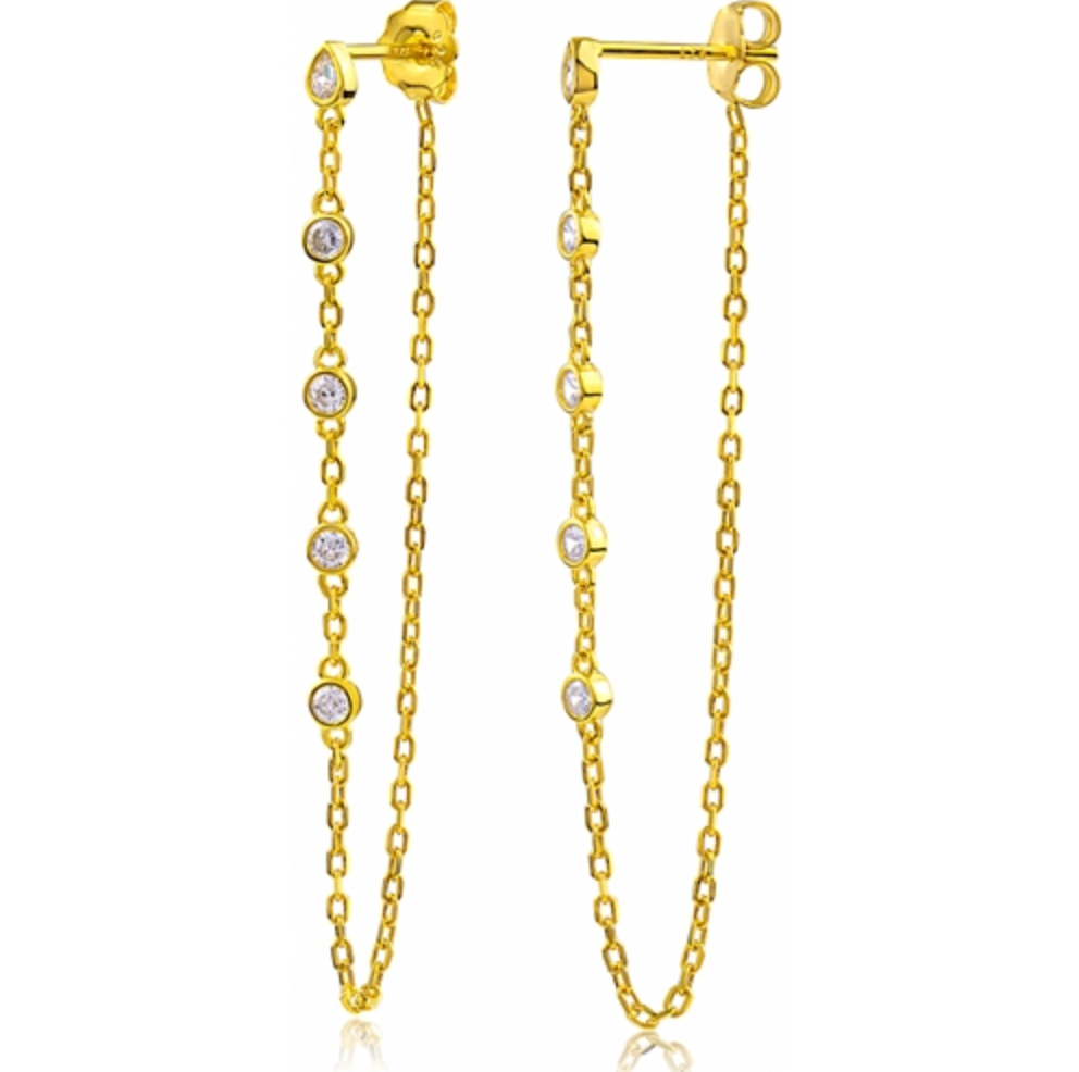 Sterling Silver Gold Plated Chain Drop Earrings