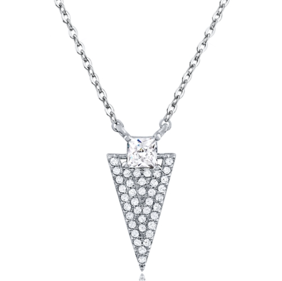 Sterling Silver Cubic Zirconia Geometric Necklace