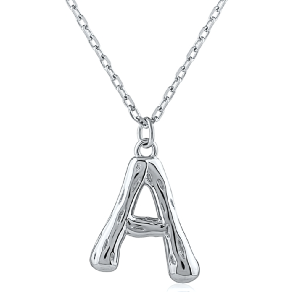 Sterling Silver Bamboo Initial Necklace