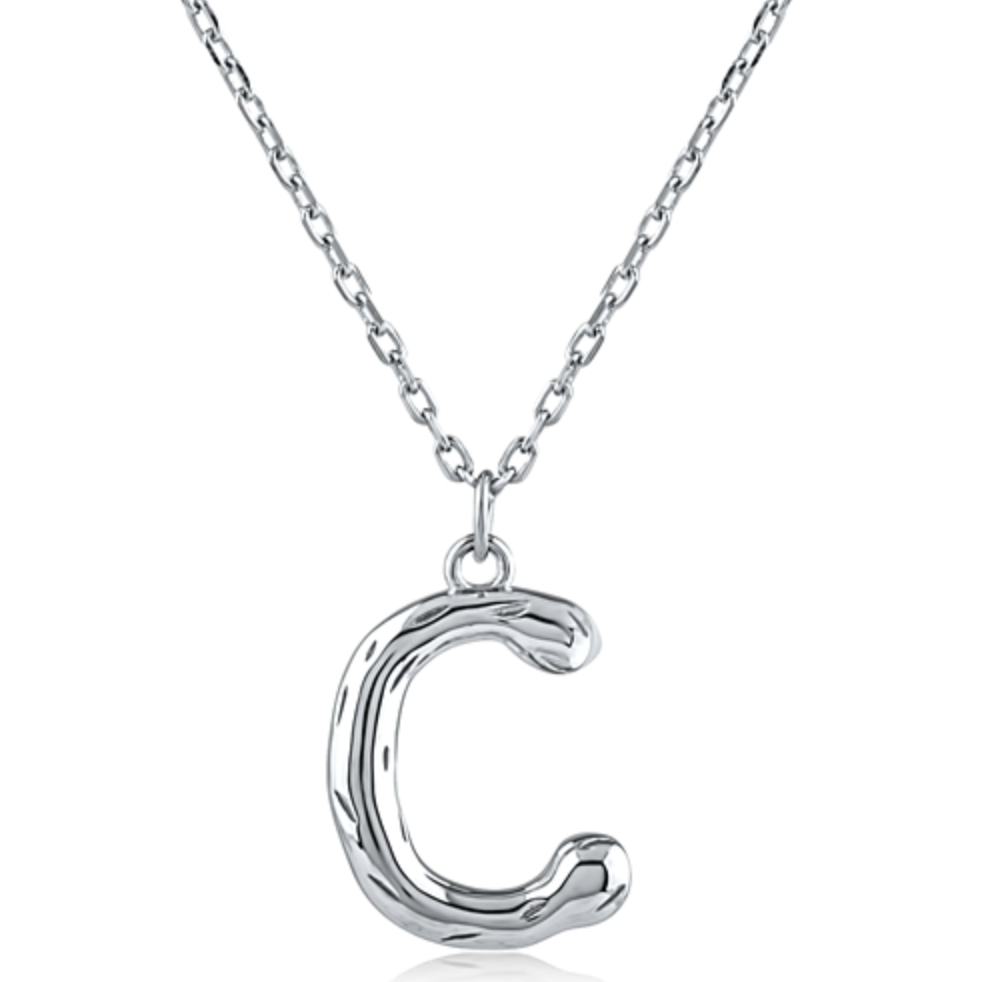 Sterling Silver Bamboo Initial Necklace