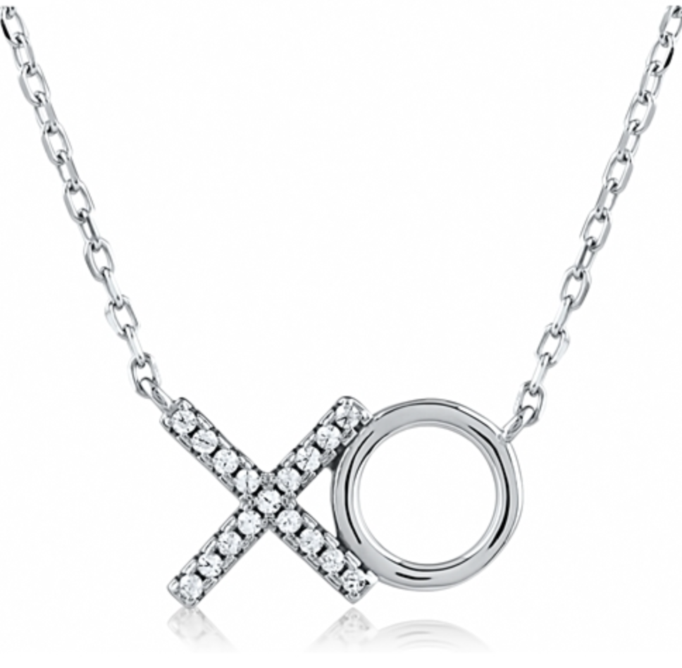 Sterling Silver Cubic Zirconia XO Necklace