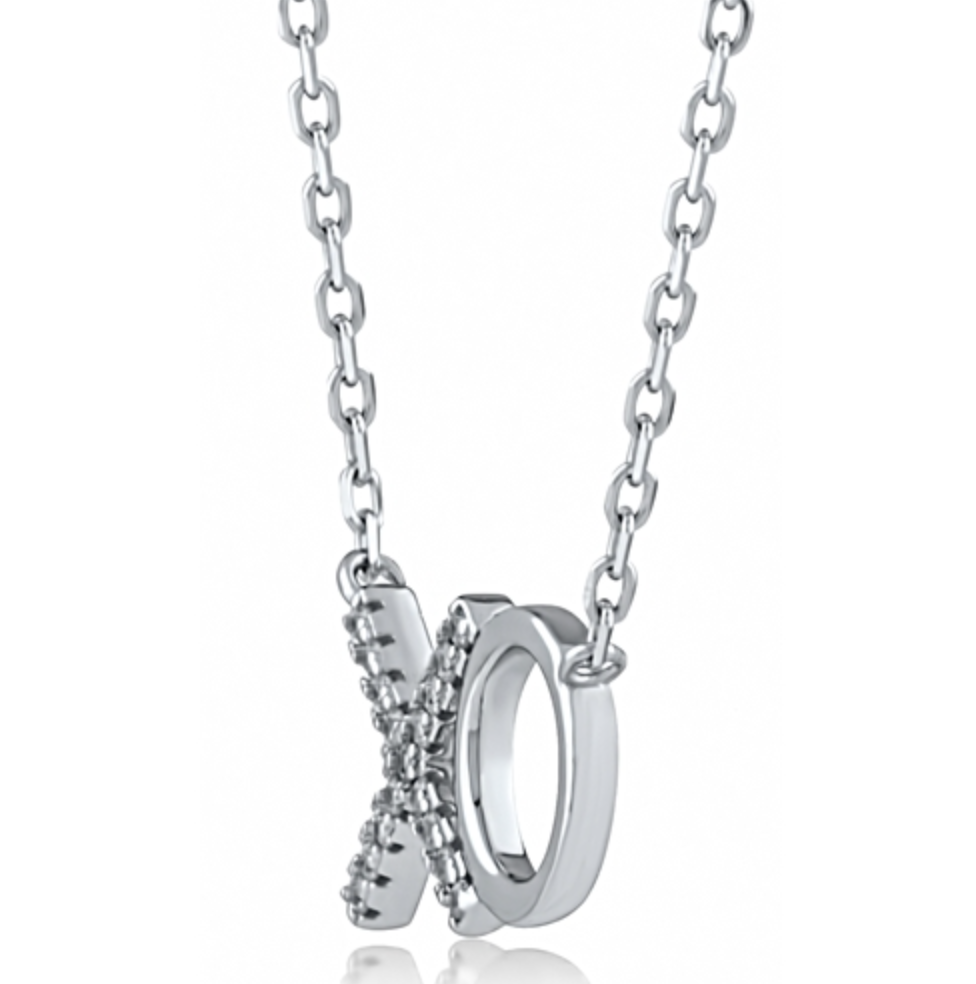 Sterling Silver Cubic Zirconia XO Necklace