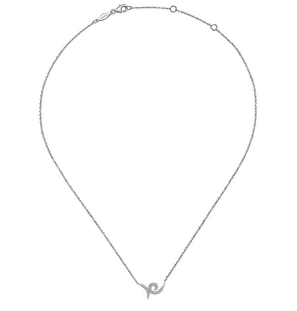 GABRIEL & CO. 14K White Gold Pave Diamond Swirl Necklace