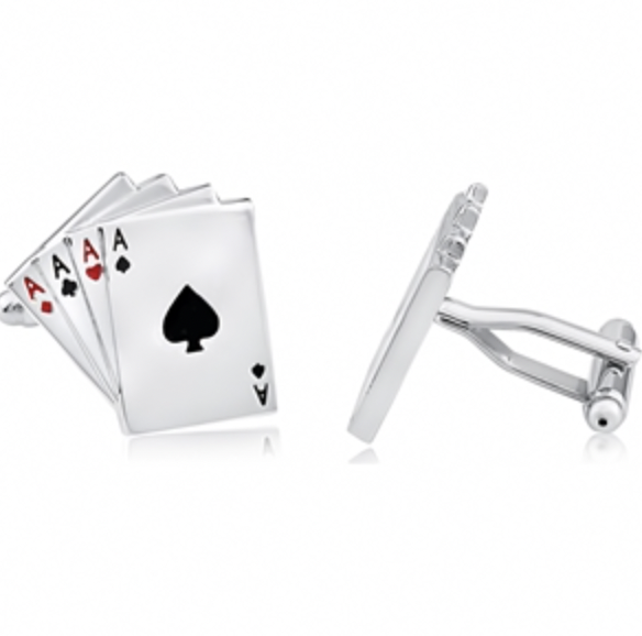 Brass Cufflinks Poker Ace Playing Cards