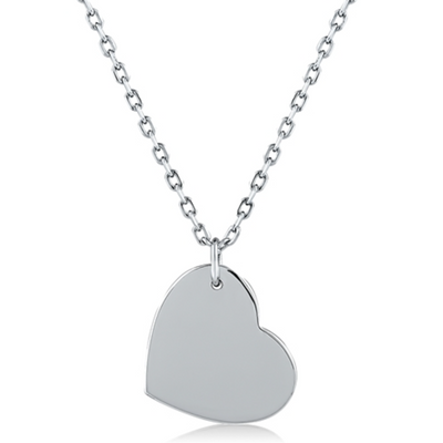 Sterling Silver High Polished Heart Necklace