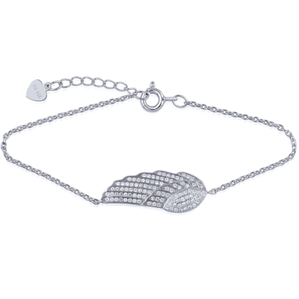 Sterling Silver and Cubic Zirconia Angel Wing Bracelet