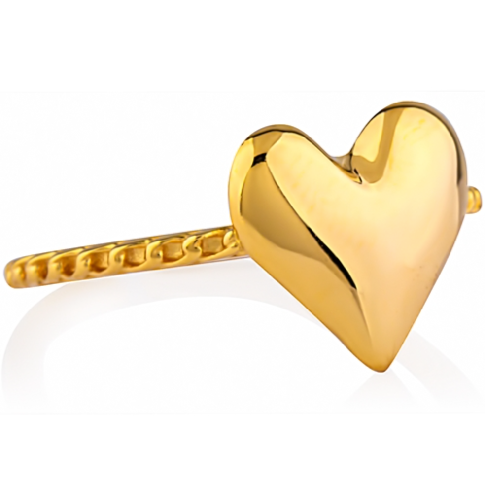 Sterling Silver Adjustable Gold Plated Heart Ring