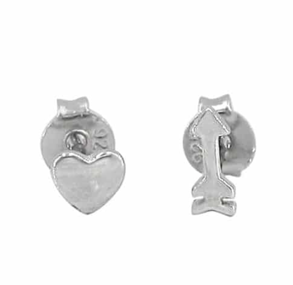 Sterling Silver Heart and Arrow Stud Earrings