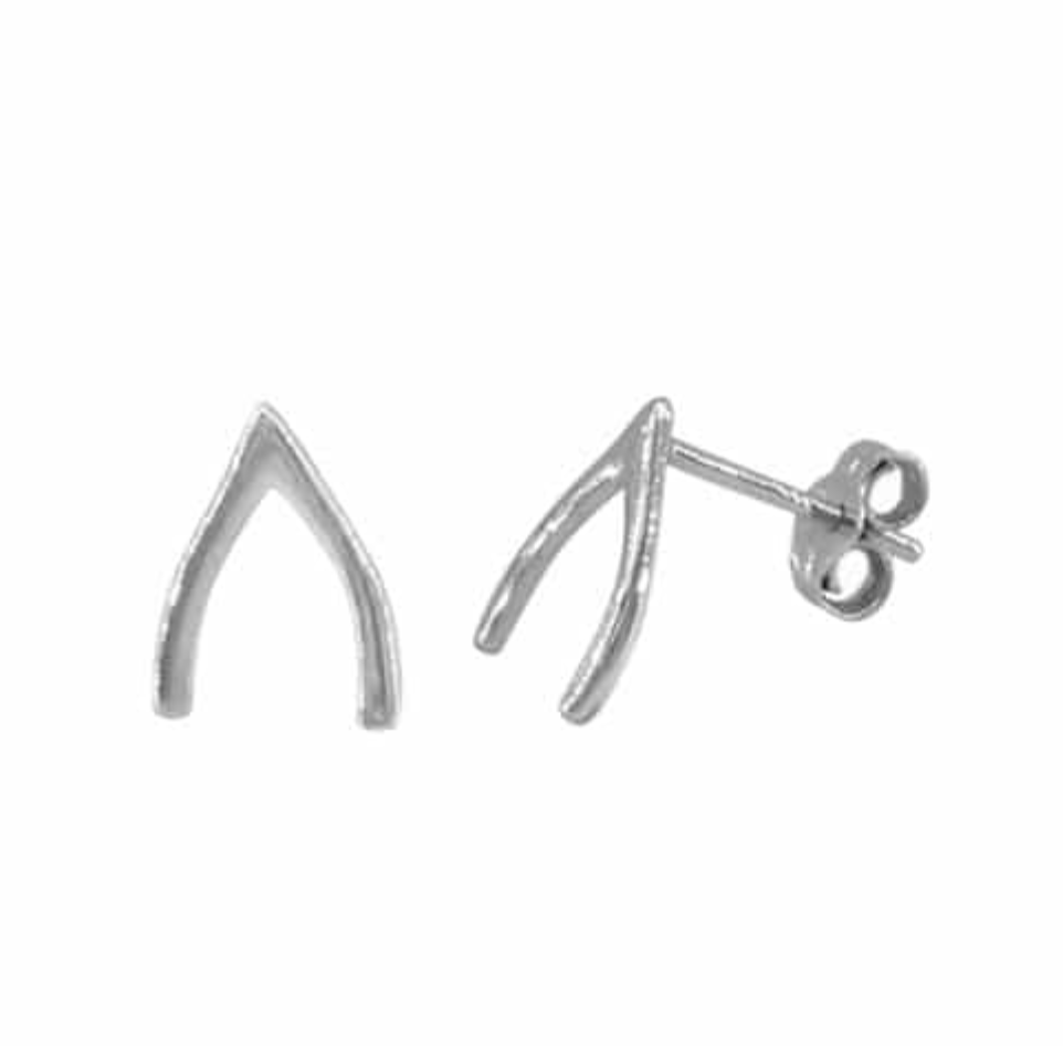 Sterling Silver Wishbone Stud Earrings