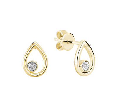 10 Karat Gold Illusion Set Diamond 0.02CT Pear Shaped Earrings