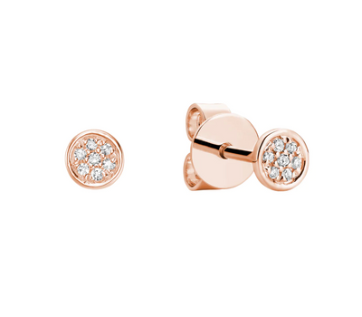 10 Karat Gold Small Pave Round Diamond Stud Earrings
