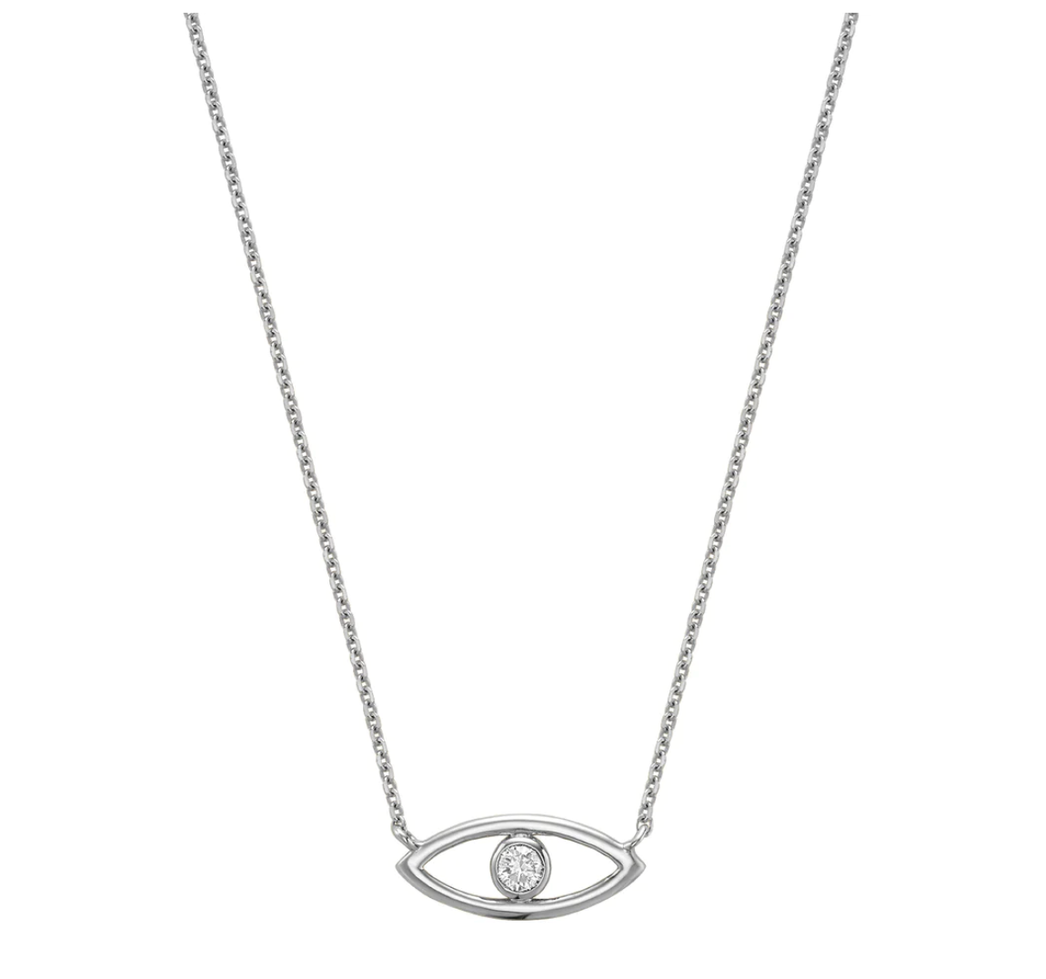 10 Karat Gold Evil Eye Diamond 0.06CT Necklace