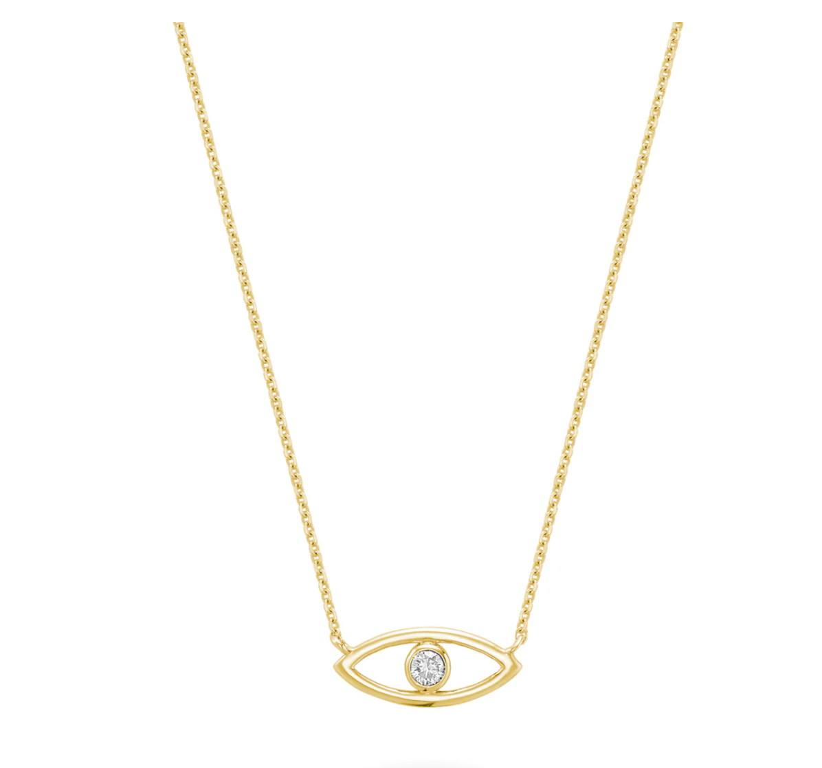 10 Karat Gold Evil Eye Diamond 0.06CT Necklace