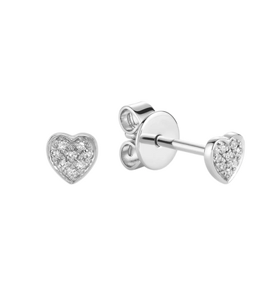 10 Karat Gold Small Heart Diamond Stud Earrings