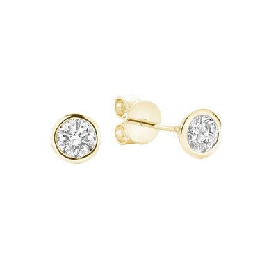 10 Karat Gold 0.10 CT Diamond Bezel Stud Earrings