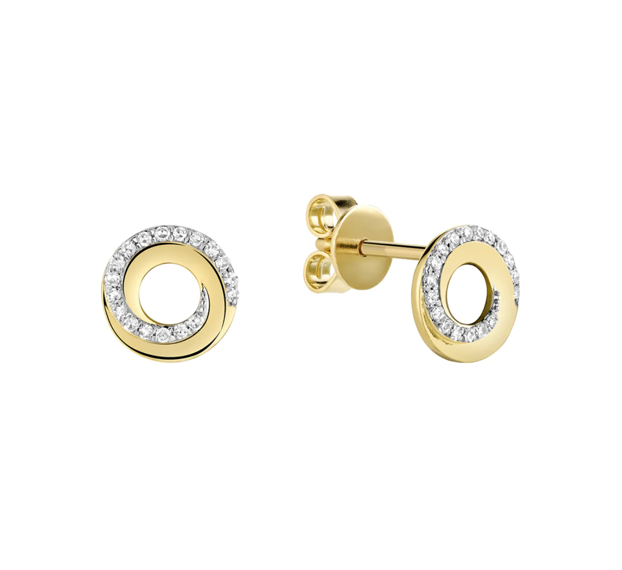 10 Karat Gold Diamond 0.10CT Whirl Stud Earrings