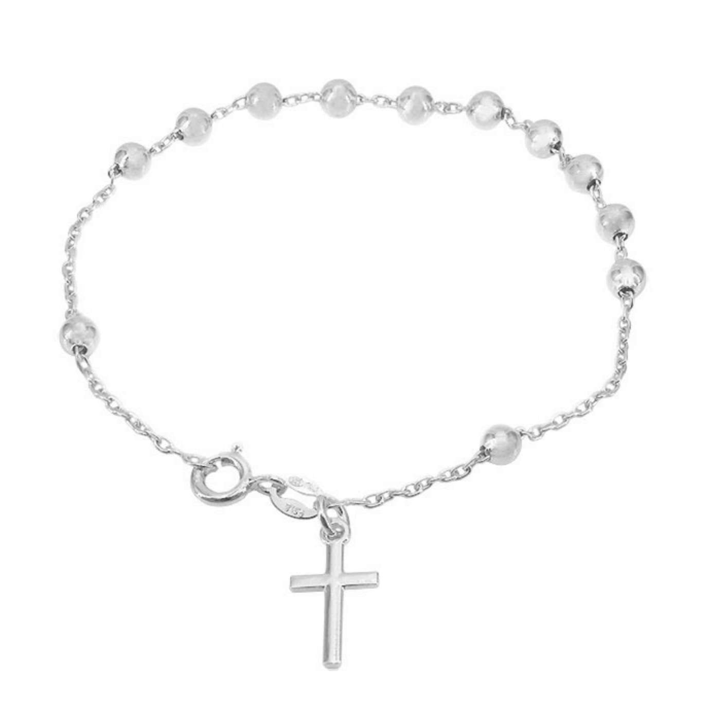 Sterling Silver 4mm Beaded Rosary Bracelet