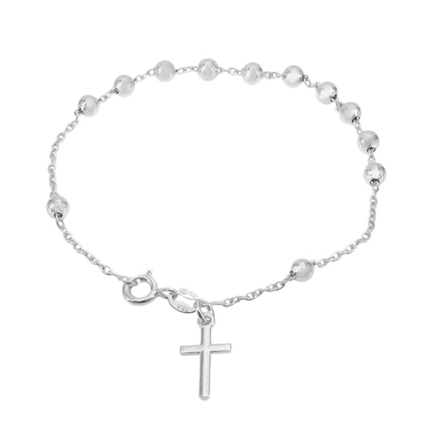 Sterling Silver 3mm Beaded Rosary Bracelet
