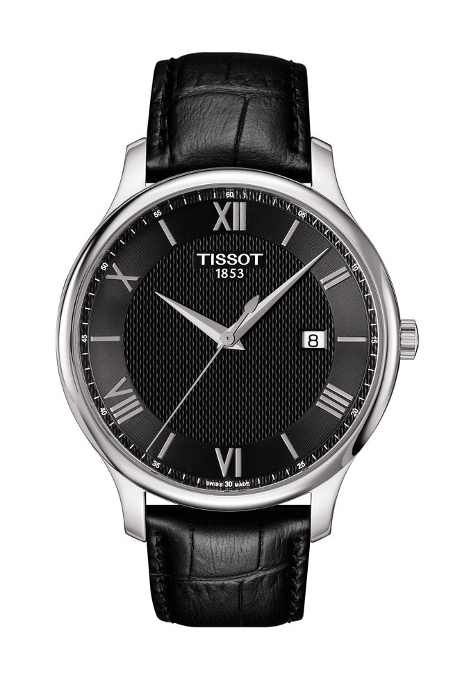 Tissot Tradition Black Leather Quartz Watch - T063.610.16.058.00
