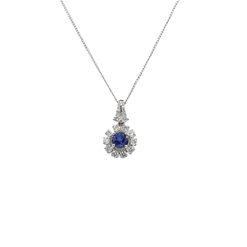 18 Karat White Gold Sapphire and Diamond Necklace