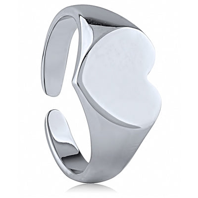 Sterling Silver Heart Adjustable Signet Ring