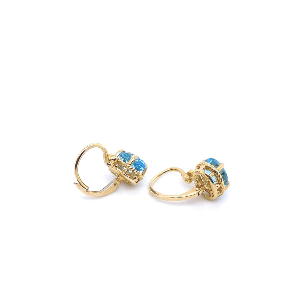 Gabriel & Co. 14 Karat Yellow Gold Swiss Blue Topaz Earrings