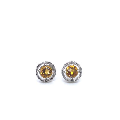 14 Karat White Gold Citrine and Diamond Earrings