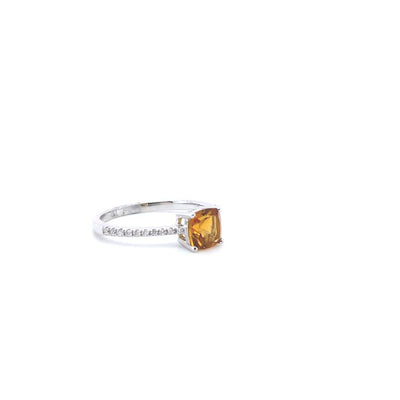14 Karat Gold Citrine and Diamond Ring