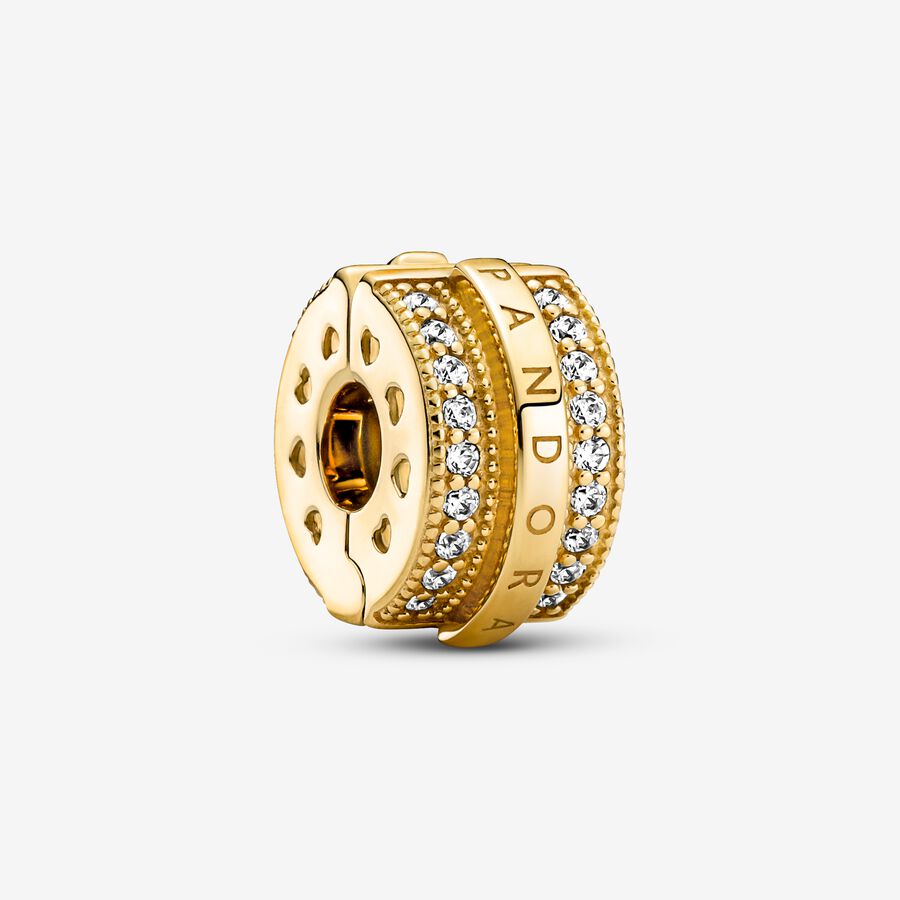 Pandora Sparkling Pavé Lines & Logo Clip Charm - 769042C01 – Kavar