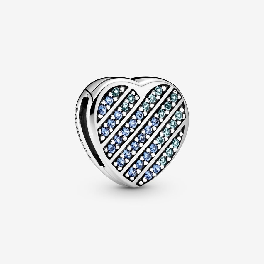Pandora Reflexions Blue Pavé Heart Clip Charm - 799346C01
