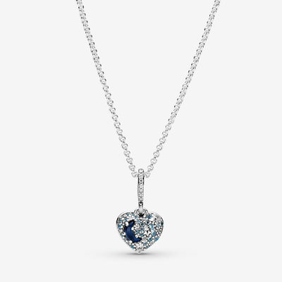 Pandora Sparkling Blue Moon & Stars Heart Necklace - 399232C01-50