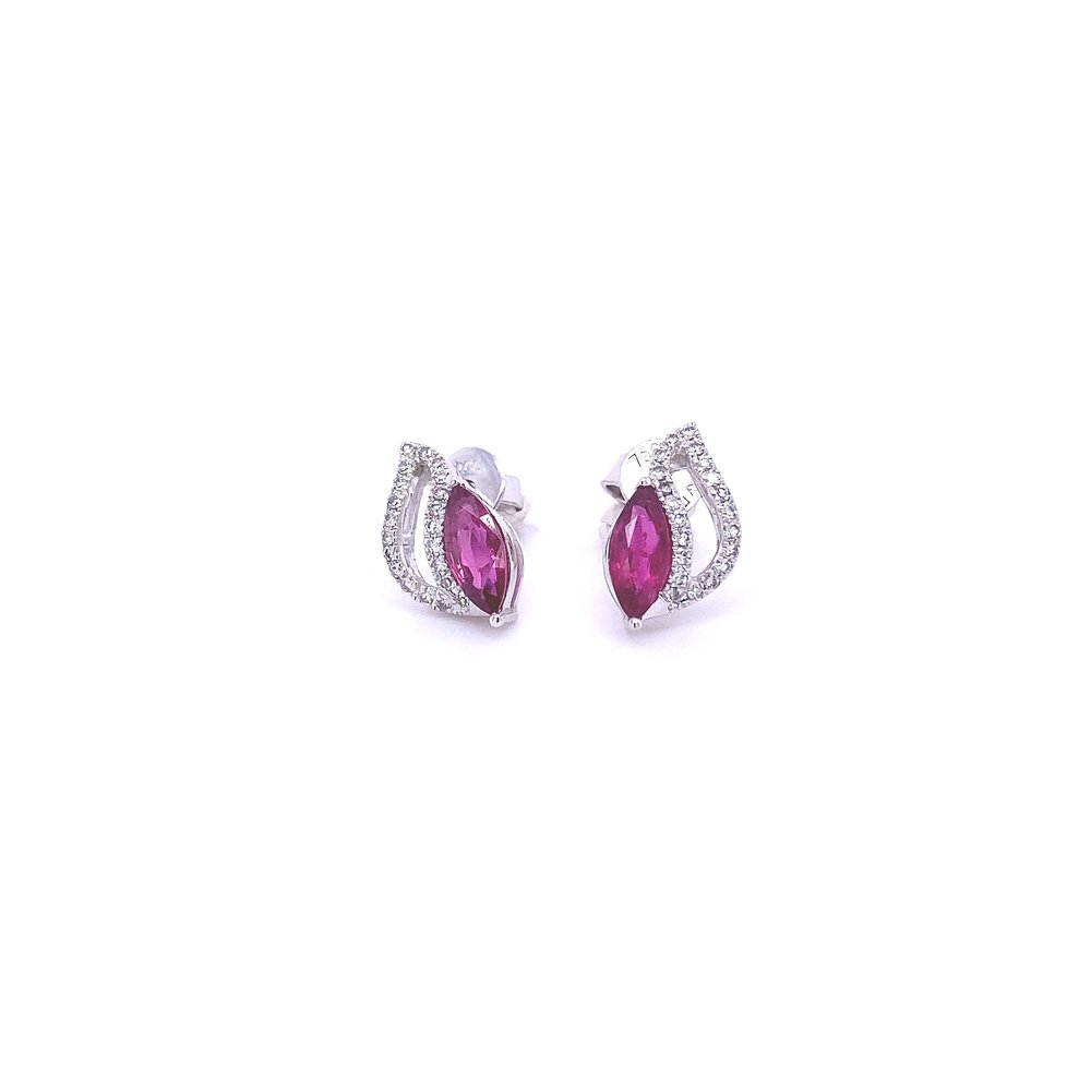 18 Karat White Gold Ruby and Diamond Earrings