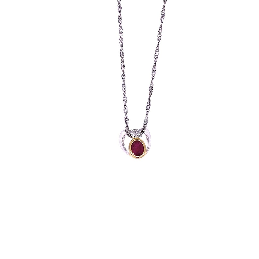 18 Karat White Gold Ruby and Diamond  Necklace