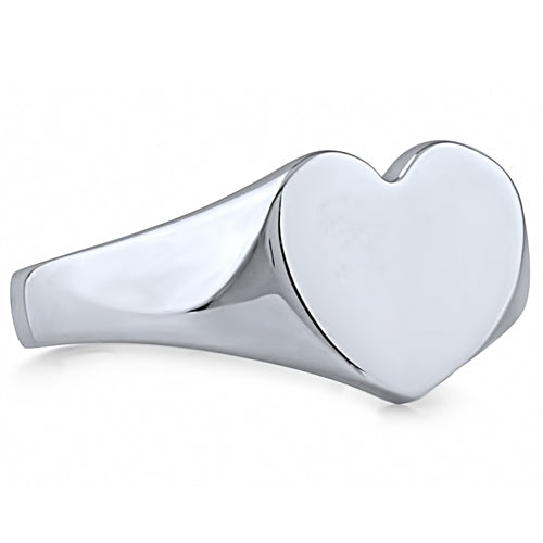 Sterling Silver Heart Adjustable Signet Ring